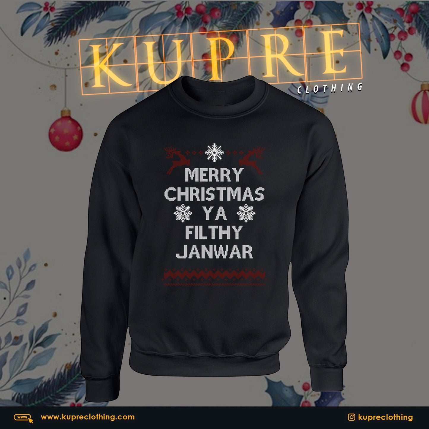MERRY CHRISTMAS YA FILTHY JANWAR - BLACK SWEATSHIRT